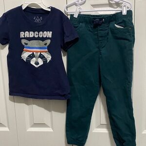 JAE Radcoon T-Shirt and Green Joggers Set